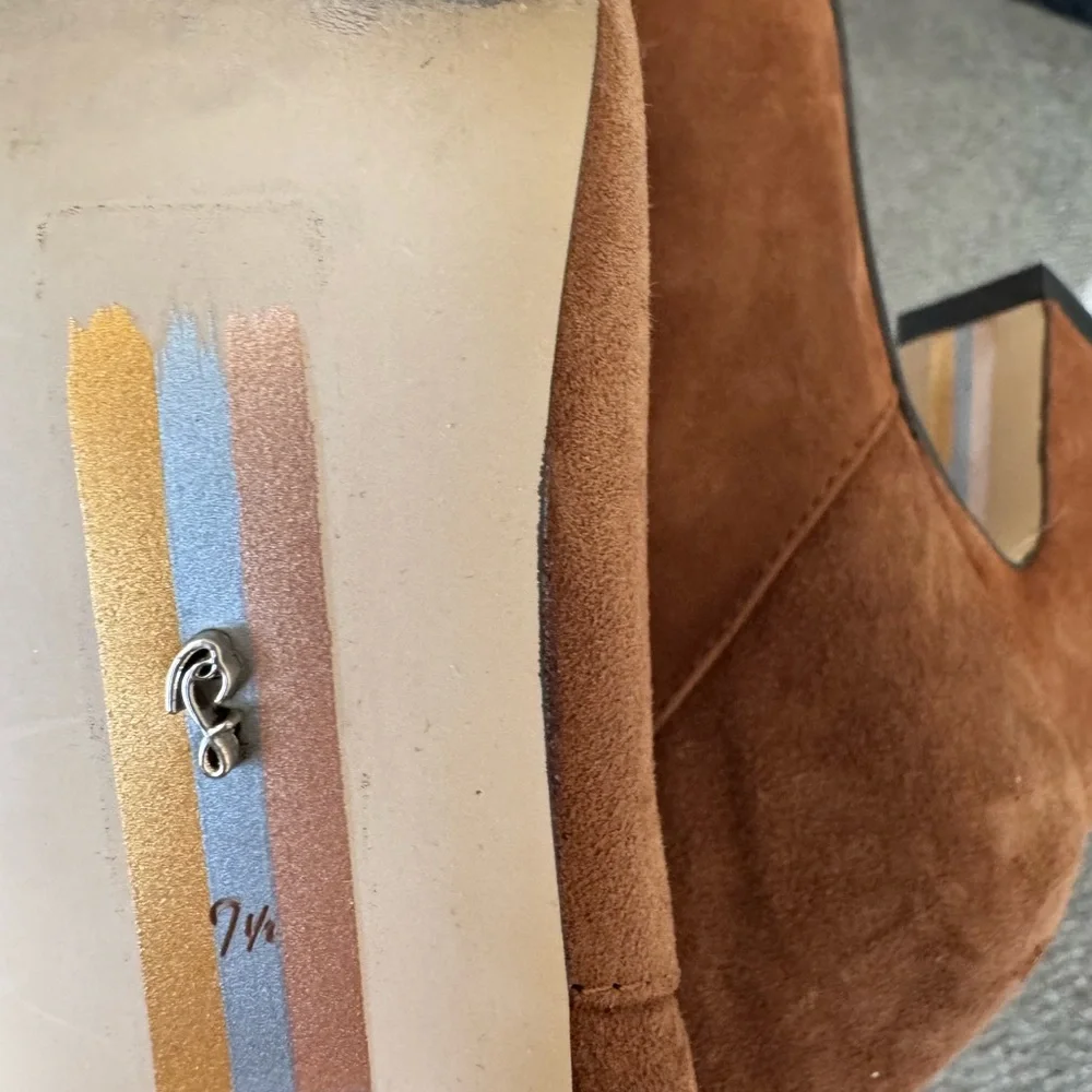 Sam Edelman Sulema Brown Suede Knee High, Block Heel, 7.5, western, bohemian - Picture 6 of 8